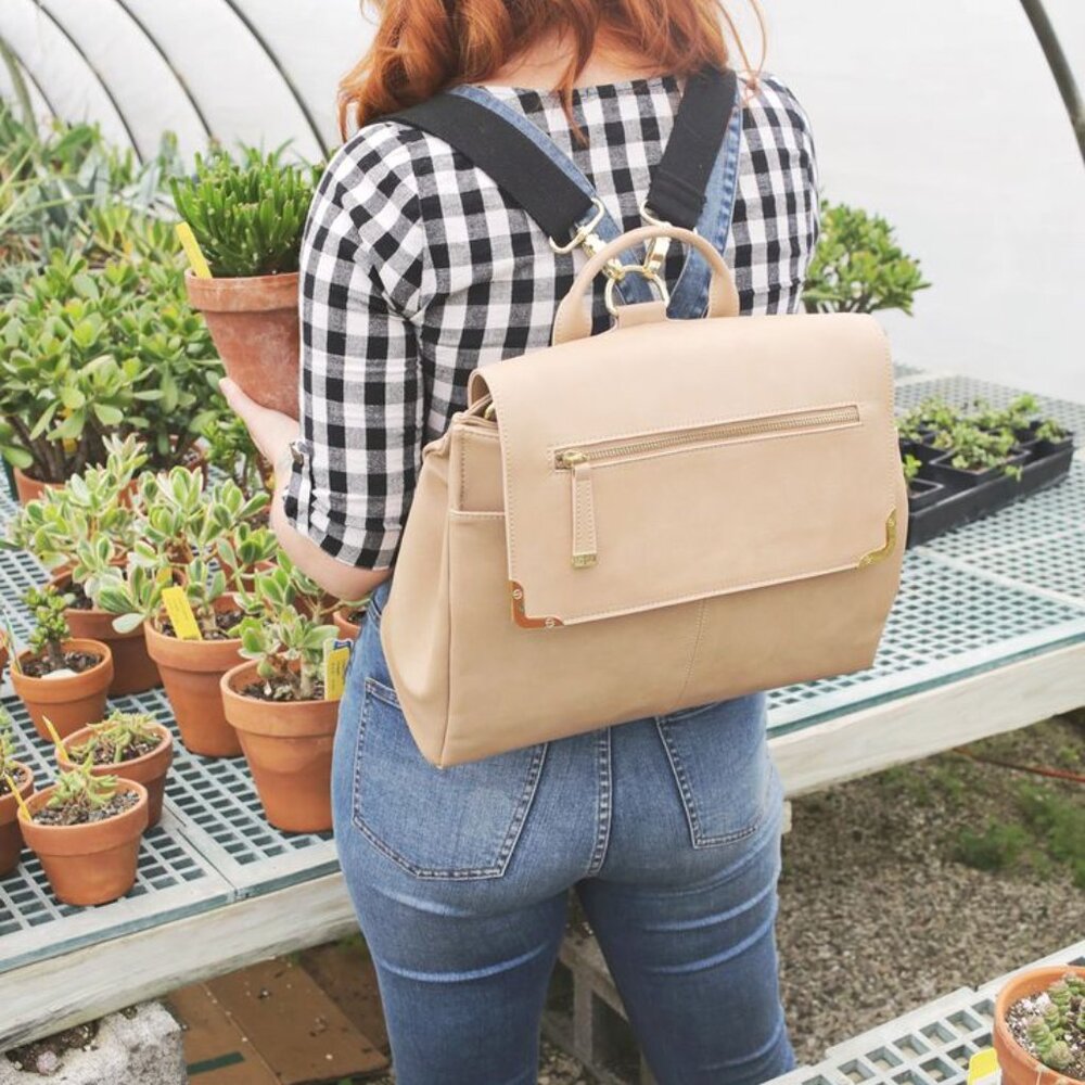 Kelly Moore Bag x A Beautiful Mess Vegan Convertible Camera Bag/Backpack (Tan)